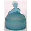Image 1 : Victorian Lady Frosted Blue Glass Powder Jar #2089627