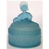 Image 1 : Victorian Lady Frosted Blue Glass Powder Jar #2089627