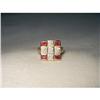 Image 1 : Estate 14K YG Ruby Diamond Checkerboard Ring #2098624