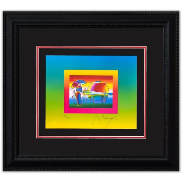 Peter Max- Original Lithograph "RAINBOW UNBRELLA MAN ON  BLENDS"