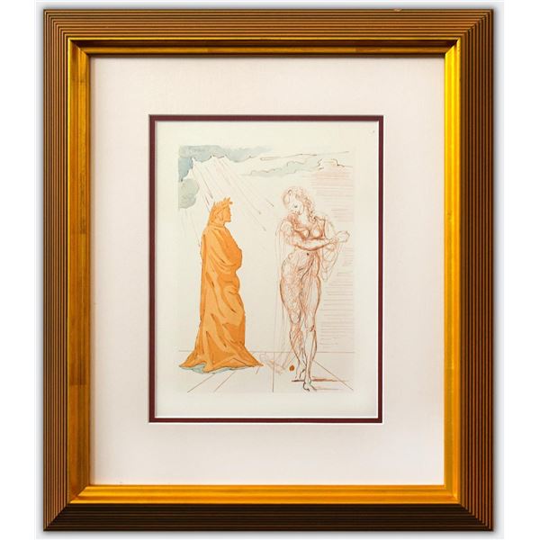 Salvador Dali- Original Color Woodcut on B.F.K. Rives Paper "Inferno 2"