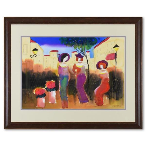 Moshe Leider, Framed Original Mixed Media Watercolor Painting, Hand Signed with Letter of Authentici