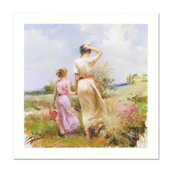 Pino (1939-2010) "Tuscan Stroll" Limited Edition Giclee. Numbered and Hand Signed; Certificate of Au