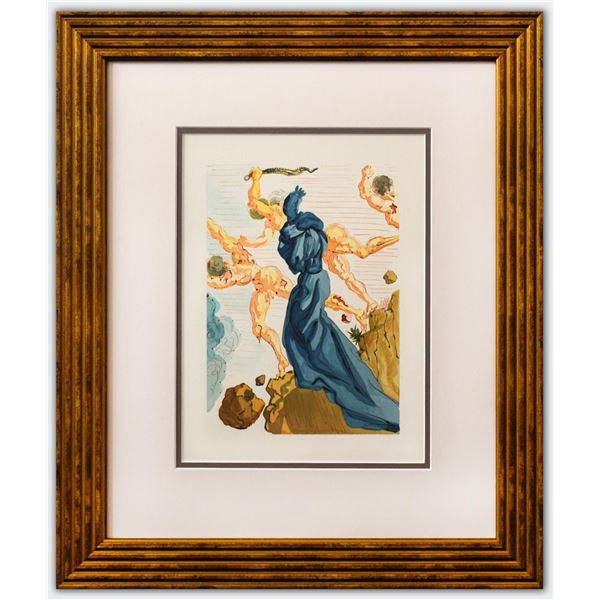 Salvador Dali- Original Color Woodcut on B.F.K. Rives Paper "Inferno 15"