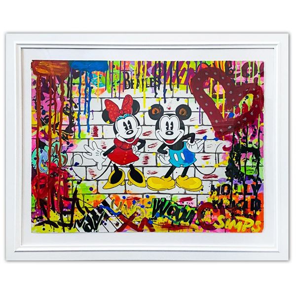 Nastya Rovenskaya- Original Mixed Media on Paper "Mickey & Minnie"