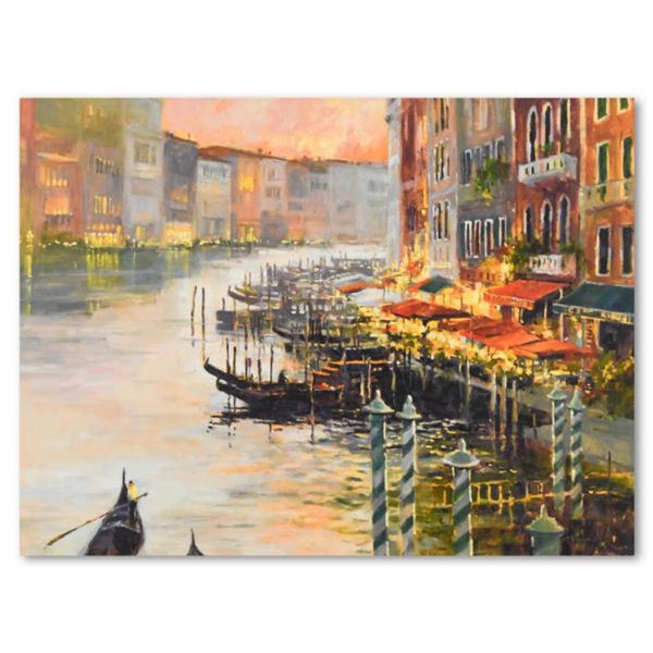 Marilyn Simandle, "Canal at Dusk" Limited Edition on Canvas, Numbered and Hand Signed with Letter of