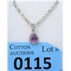 Image 1 : Amethyst & Diamond Sterling Silver Pendant