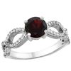1.26 CTW Garnet & Diamond Ring 14K White Gold - REF-49A9X