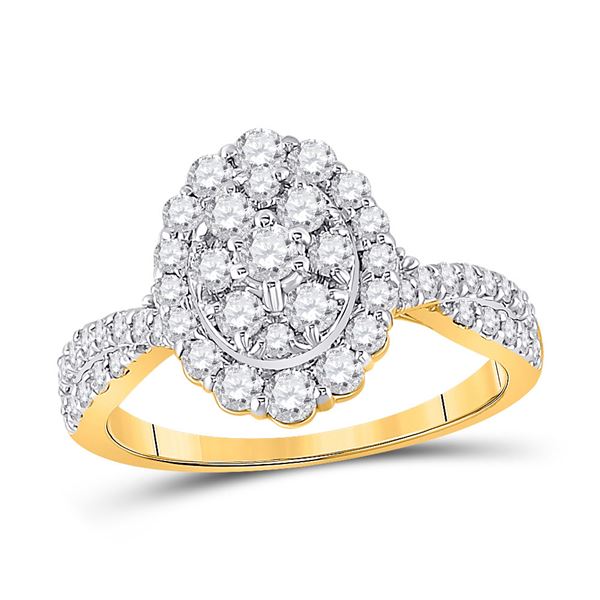Diamond Oval Cluster Ring 1 Cttw 10KT Yellow Gold