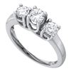 Diamond 3-stone Bridal Wedding Engagement Ring 1/2 Cttw 14KT White Gold