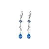 Genuine 3.97 ctw Blue Topaz & Diamond Earrings 14KT White Gold - REF-44K9V