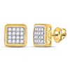 Image 1 : Round Diamond Square Cluster Earrings 1/2 Cttw 10KT Yellow Gold