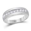 Round Diamond Single Row Wedding Anniversary Band Ring 1/2 Cttw 10KT White Gold