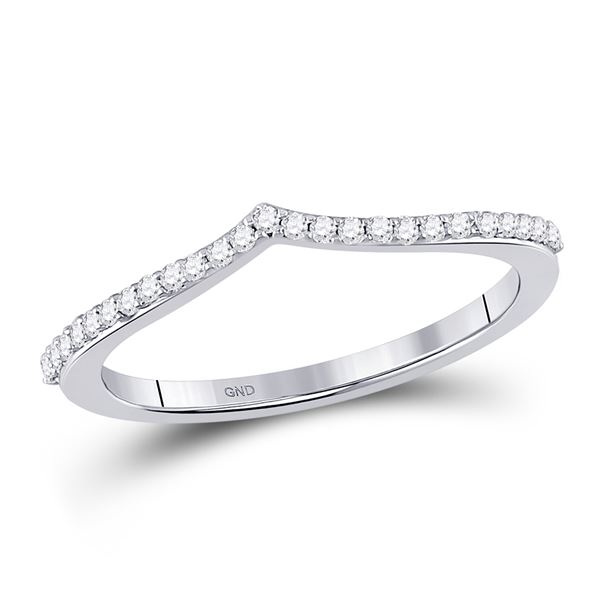 Round Diamond Chevron Stackable Band Ring 1/6 Cttw 10KT White Gold
