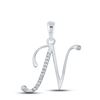 Round Diamond N Initial Letter Pendant 1/20 Cttw 10KT White Gold