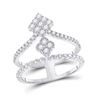 Round Diamond Offset Square Fashion Ring 1/2 Cttw 10KT White Gold