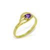 Genuine 0.30 CTW Amethyst Ring 14KT Yellow Gold - REF-30V5W