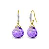 Genuine 17.18 ctw Amethyst & Diamond Earrings 14KT Yellow Gold - REF-59Y3F
