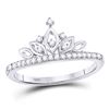Round Diamond Crown Tiara Band Ring 1/6 Cttw 10KT White Gold