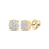 Image 1 : Round Diamond Flower Cluster Earrings 1/6 Cttw 10KT Yellow Gold