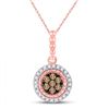 Round Brown Diamond Cluster Pendant 1/4 Cttw 10KT Rose Gold