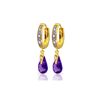 Genuine 2.53 ctw Amethyst & Diamond Earrings 14KT Yellow Gold - REF-58H2X