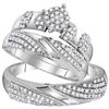 Diamond Cluster Matching Wedding Set 3/4 Cttw 10KT White Gold