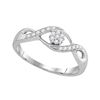 Image 1 : Round Diamond Twist Flower Cluster Ring 1/8 Cttw 10KT White Gold