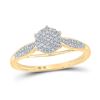 Image 1 : Round Diamond Cluster Ring 1/5 Cttw 10KT Yellow Gold