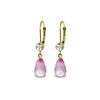 Genuine 4.53 ctw Pink Topaz & Diamond Earrings 14KT Yellow Gold - REF-29Z3N