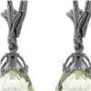 Genuine 14 ctw Green Amethyst Earrings 14KT White Gold - REF-34N3R