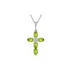 Genuine 1.88 ctw Peridot & Diamond Necklace 14KT White Gold - REF-39N8R