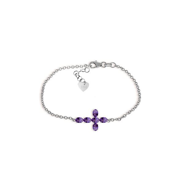Genuine 1.70 ctw Amethyst Bracelet 14KT White Gold - REF-59R8P