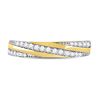 Image 2 : Round Diamond Diagonal Stripe Band Ring 1/4 Cttw 14KT Yellow Gold