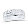 Image 1 : Round Channel-set Diamond Double Row Grecco Wedding Band Ring 1 Cttw 14KT White Gold