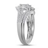 Image 2 : Bridal Wedding Ring Band Set 1 Cttw 14KT White Gold