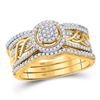 Diamond 3-Piece Bridal Wedding Ring Band Set 3/8 Cttw 10KT Yellow Gold