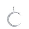Round Diamond Crescent Moon Pendant 1/6 Cttw 14KT White Gold