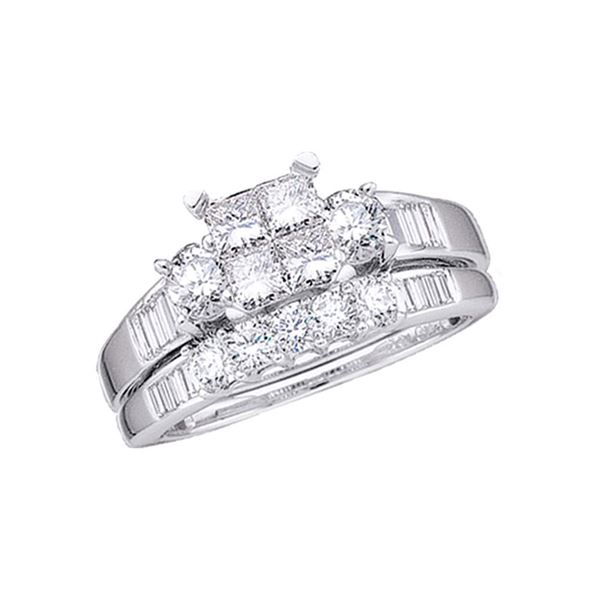 Bridal Wedding Ring Band Set 1 Cttw 14KT White Gold
