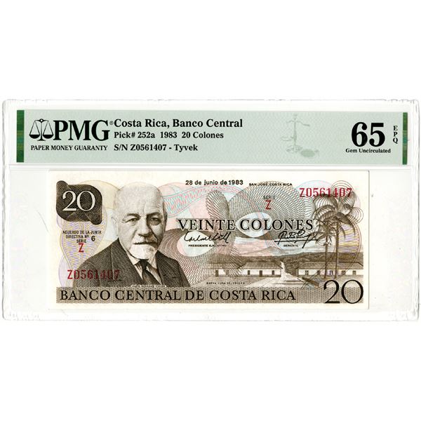 Banco Central de Costa Rica, 1983 "TYVEK" Issued Banknote