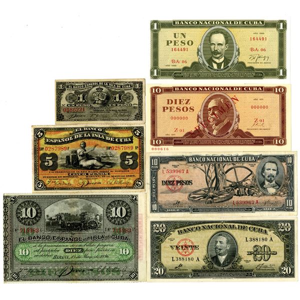 Cuba Banknote Group of 11, ca.1896-2004