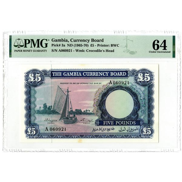 Gambia Currency Board, ND (1965-70) Issued Banknote