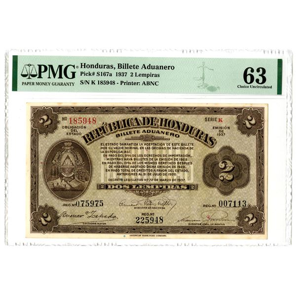 Billete Aduanero. 1937 Issue Banknote.