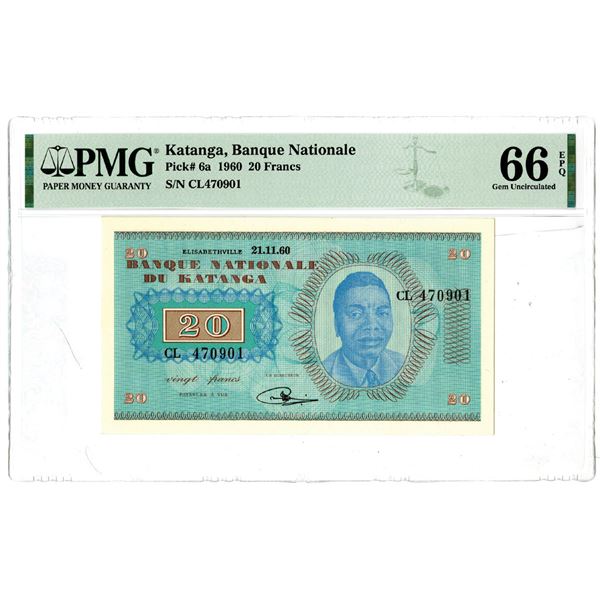 Banque Nationale du Katanga, 1960 Issued Banknote