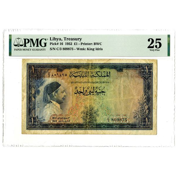 Kingdom of Libya Treasury, 1952 Issued Banknote