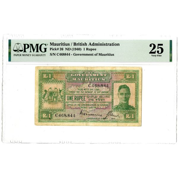 Government of Mauritius, ND (1940) Issued Banknote