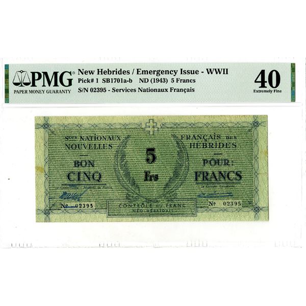 Services Nationaux Francais, ND (1943) Issued Banknote