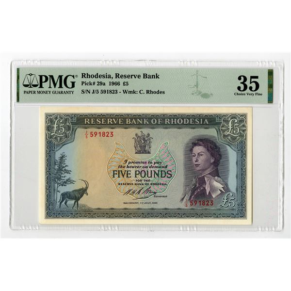 Reserve Bank of Rhodesia, 1966 Issued Banknote.