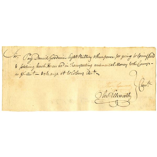 Colonial Connecticut, 1775 Promissory Note Signed by Thomas Seymour and Oliver Ellsworth