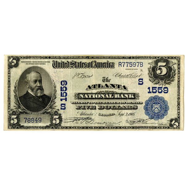 Georgia. The Atlanta National Bank, $5, Series of 1902 PB, Ch# S 1559.